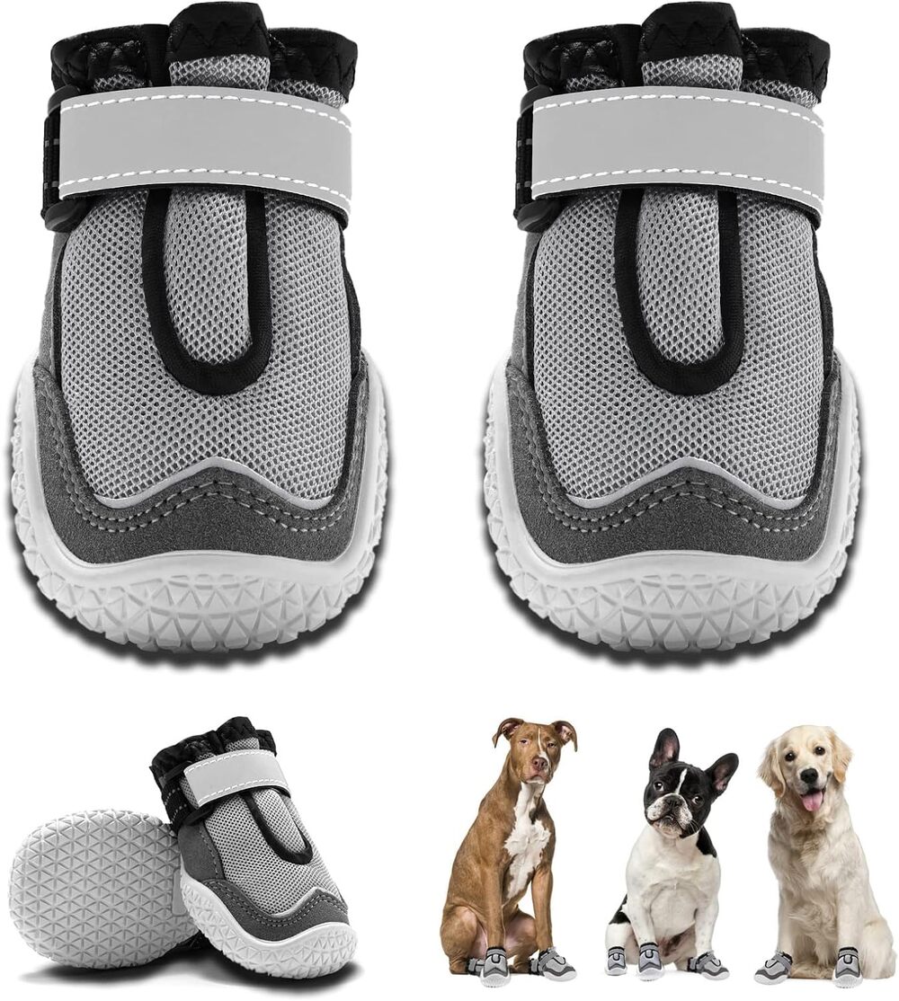 New Size 6 Dog Shoes Boots Reflective, Breathable, Hot Pavement Paw Protection